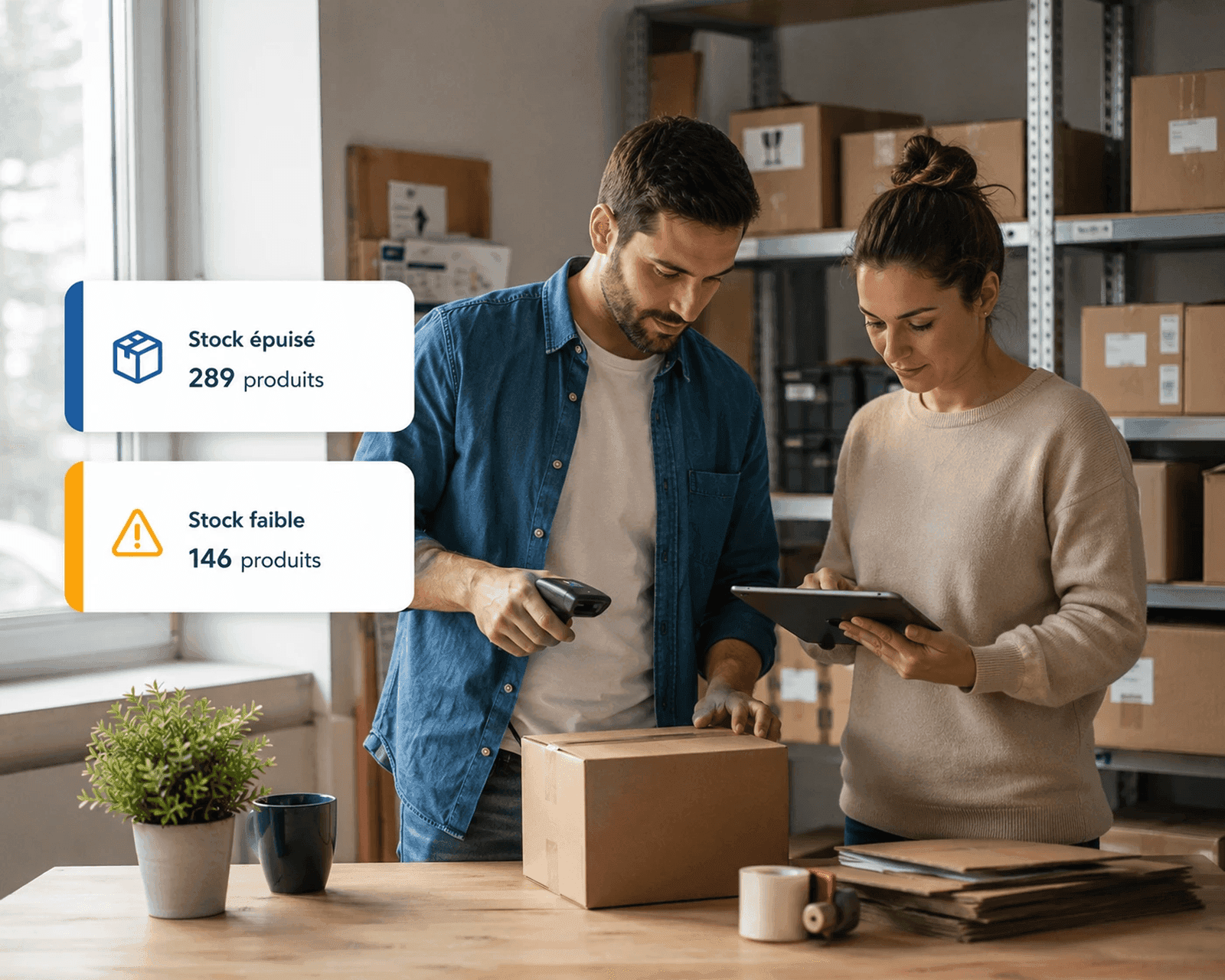 Deux gérants suivent les alertes de stock dans Gest360